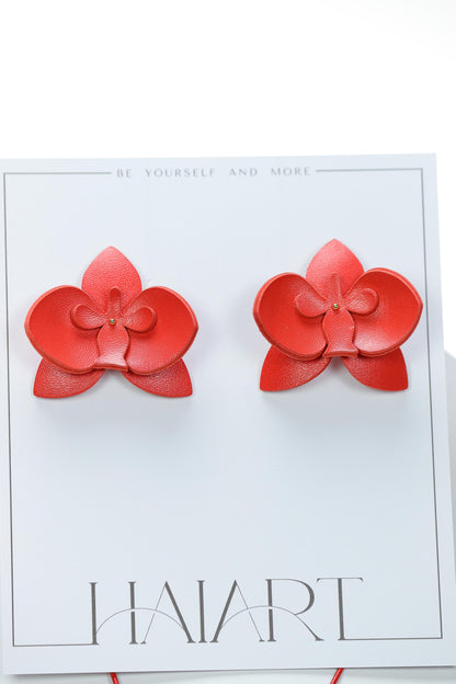 Set Colier + Cercei Orhidee - Rosu Coral
