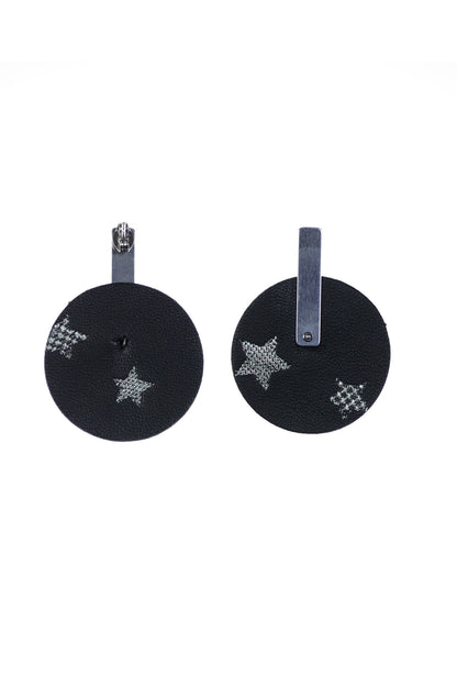 Cercei Geometrici Cerc - Negru cu stelute