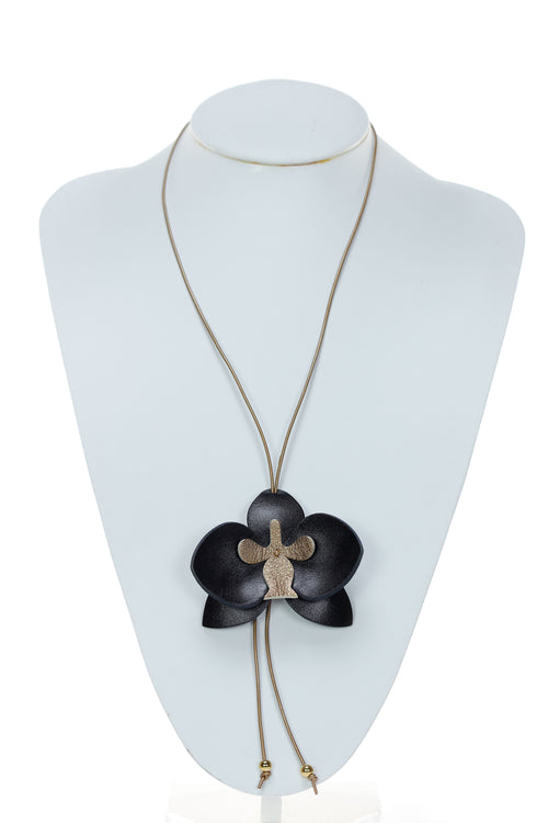 Colier Orhidee - Negru & Bronz