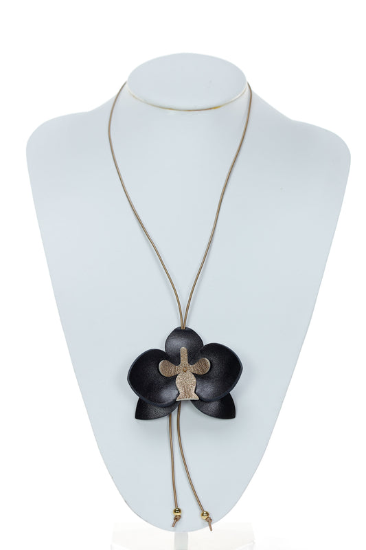 Colier Orhidee - Negru & Bronz