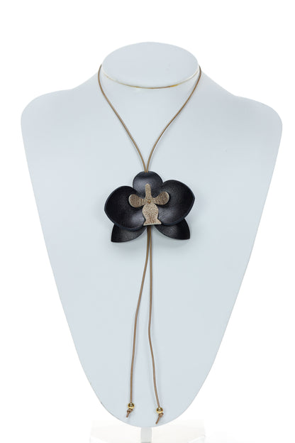 Colier Orhidee - Negru & Bronz