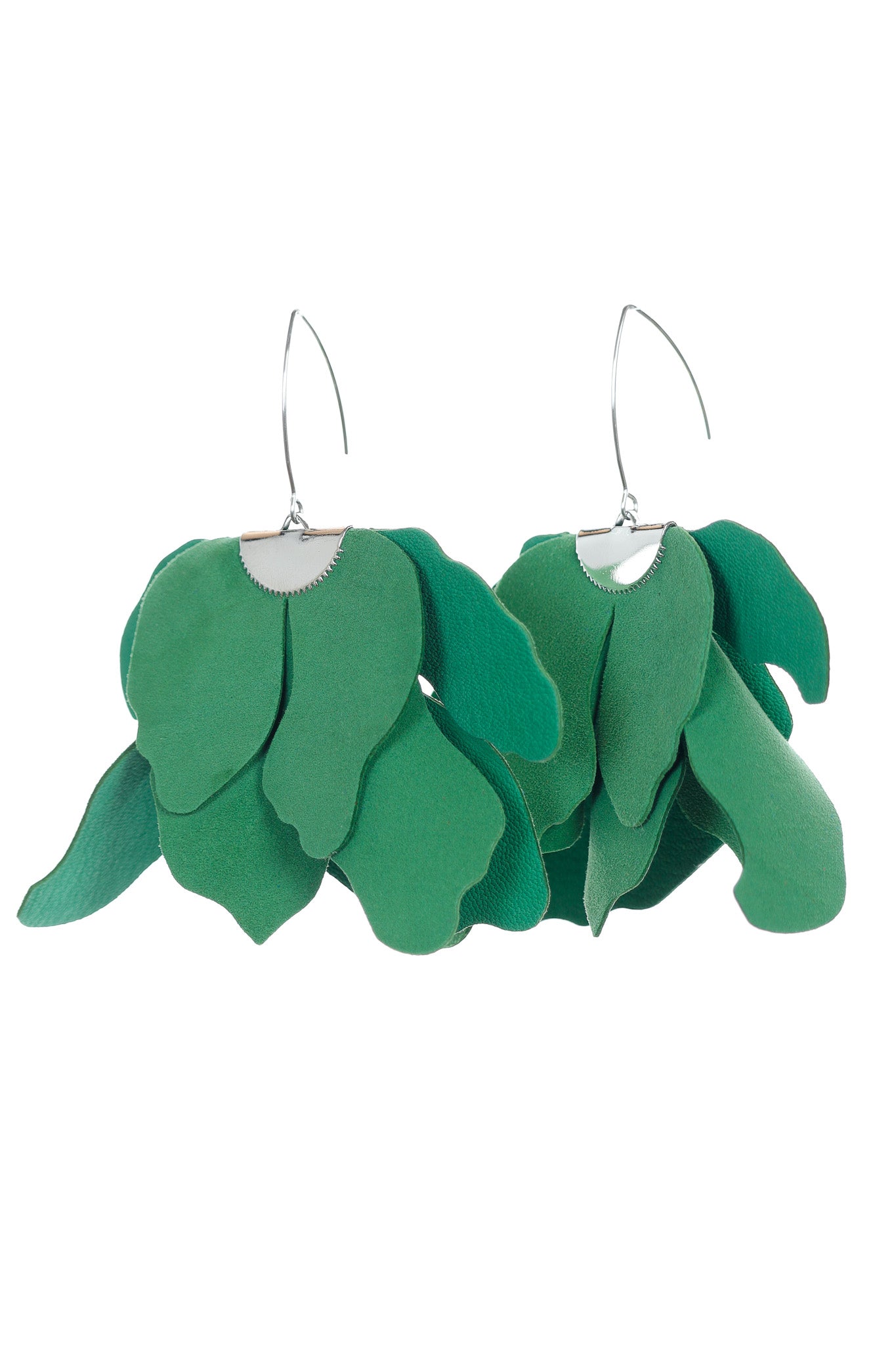 Cercei Floare Mare - Verde Jad