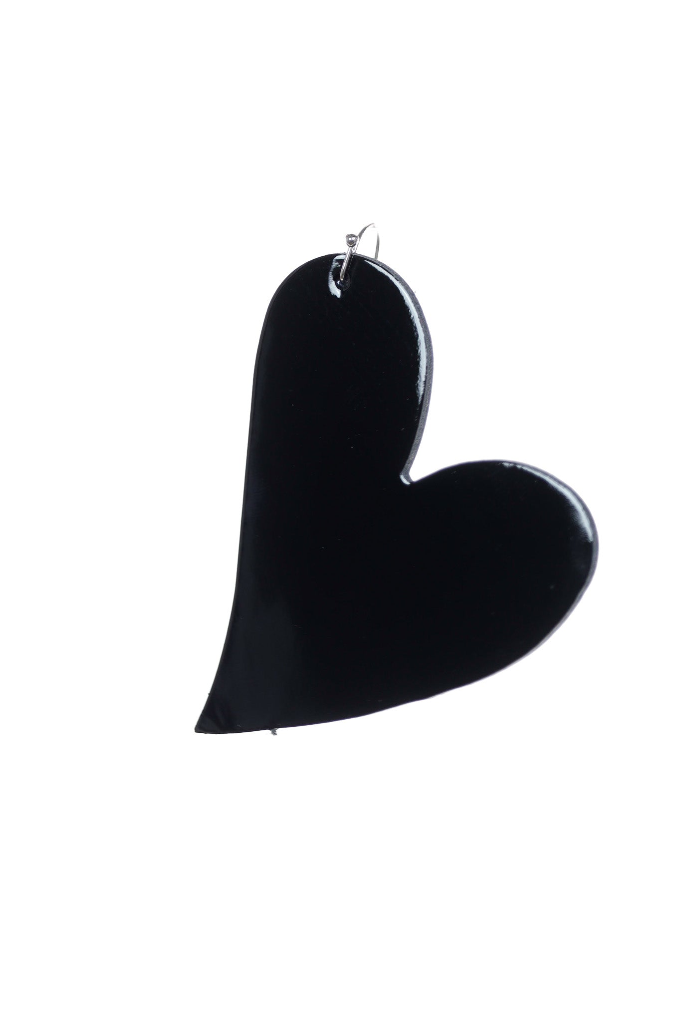 Cercei inima - Negru Lacuit