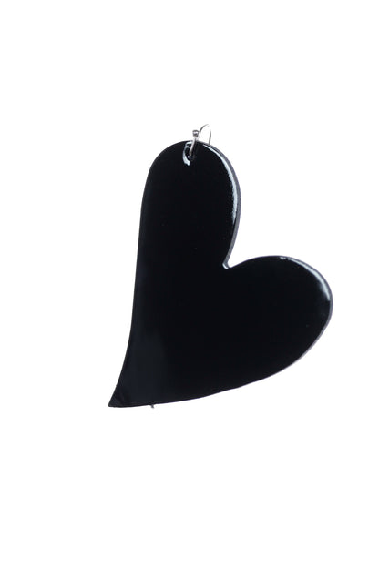Cercei inima - Negru Lacuit