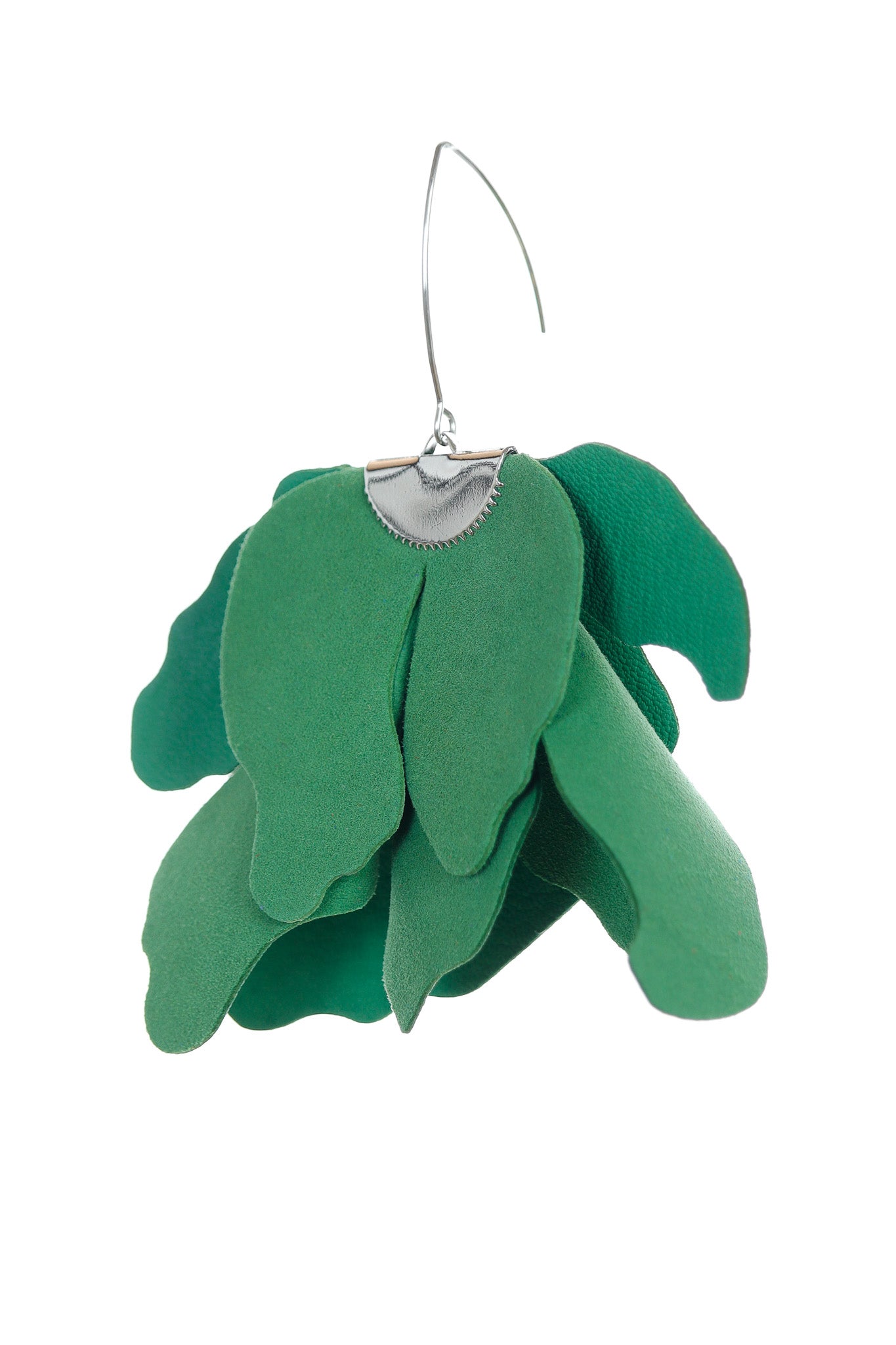 Cercei Floare Mare - Verde Jad