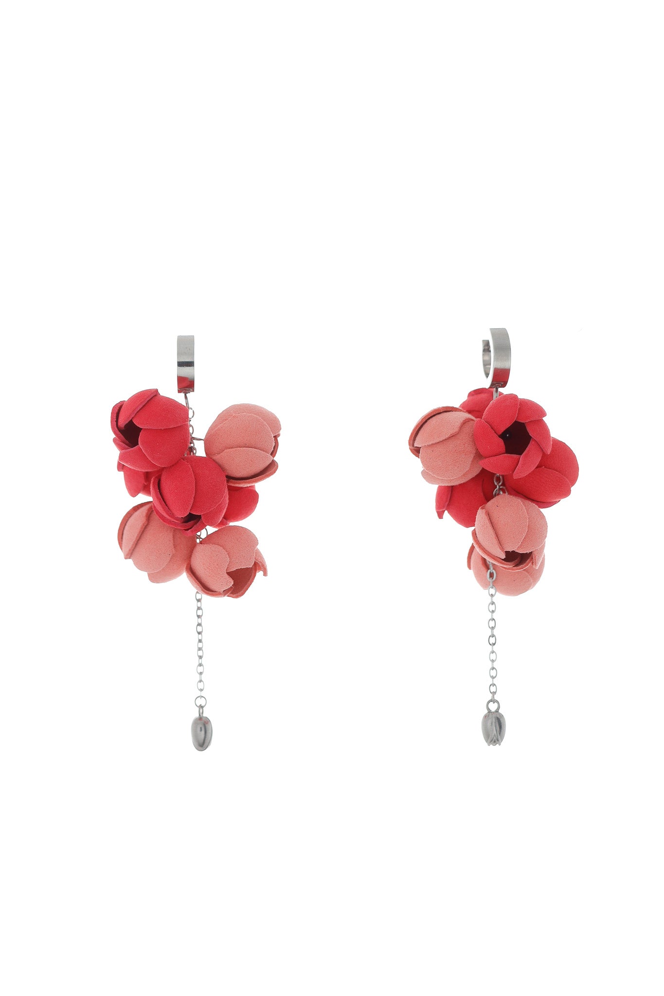 Cercei Ecouri Florale mini - Rosu + Roz