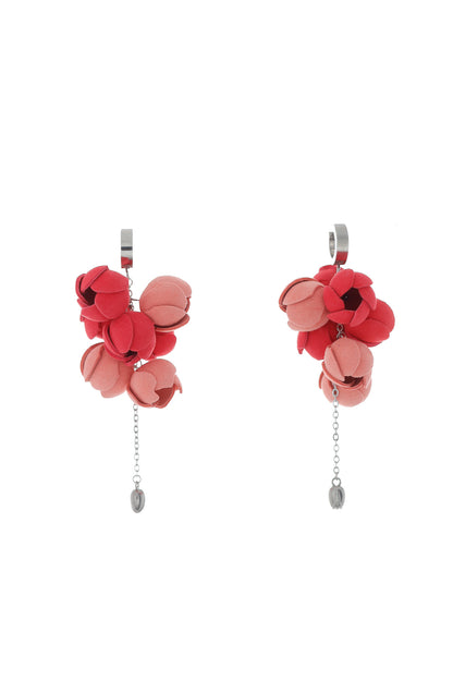 Cercei Ecouri Florale mini - Rosu + Roz