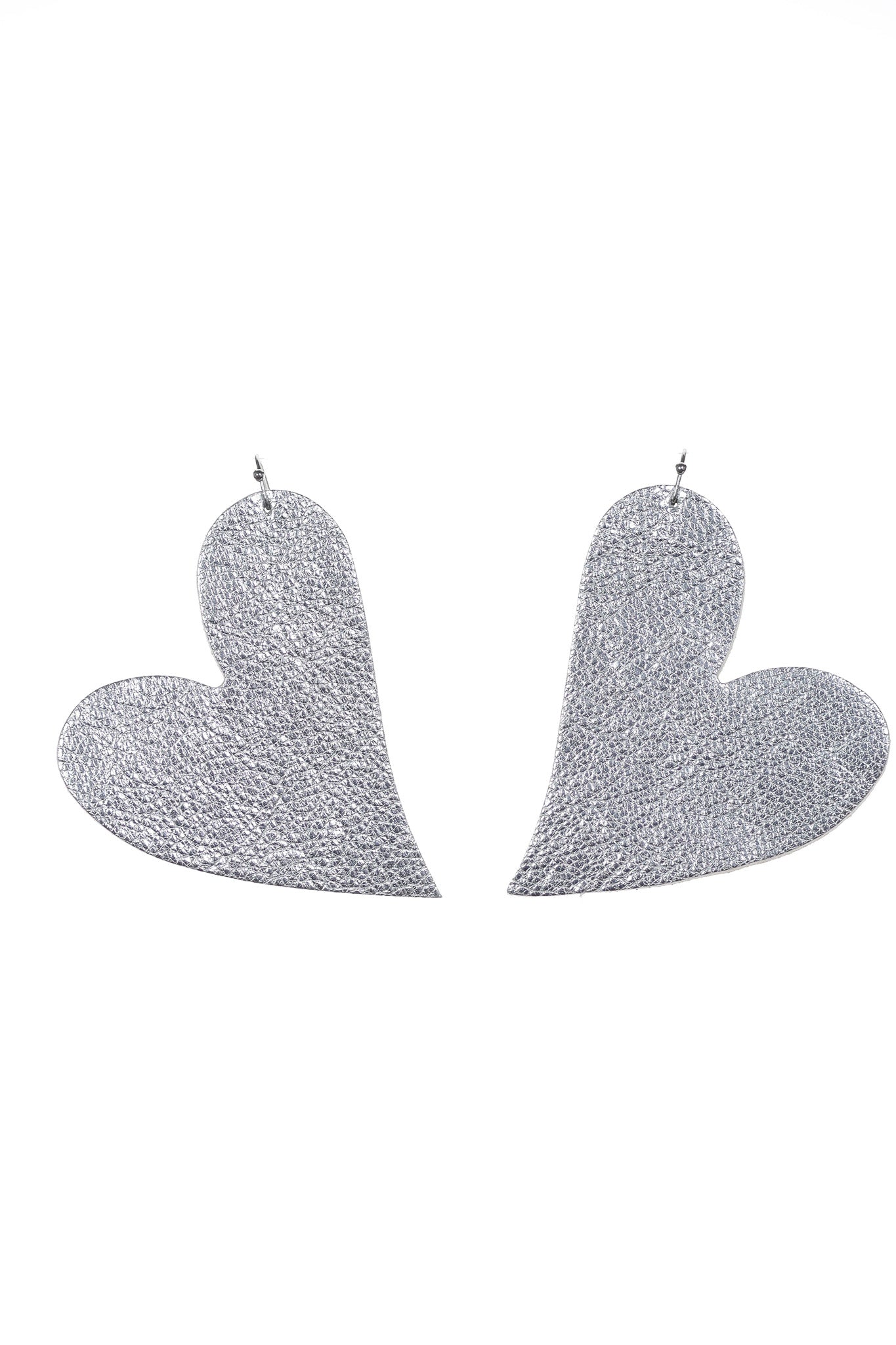 Cercei inima - Argintiu texturat