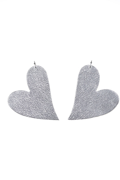 Cercei inima - Argintiu texturat