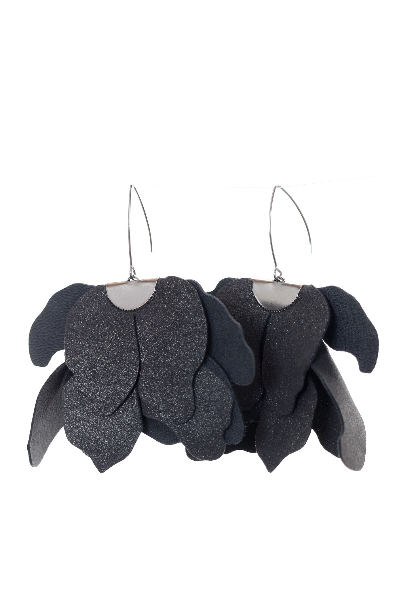 Cercei floare mare - Gri Antracit cu sclipici