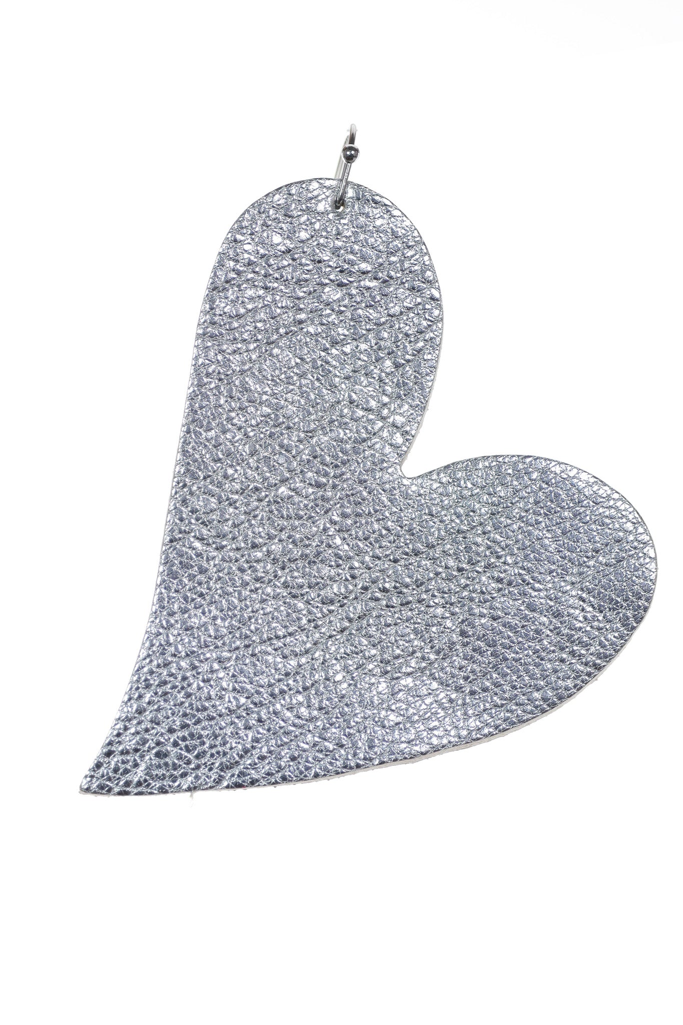 Cercei inima - Argintiu texturat