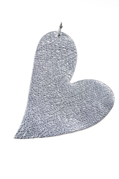 Cercei inima - Argintiu texturat