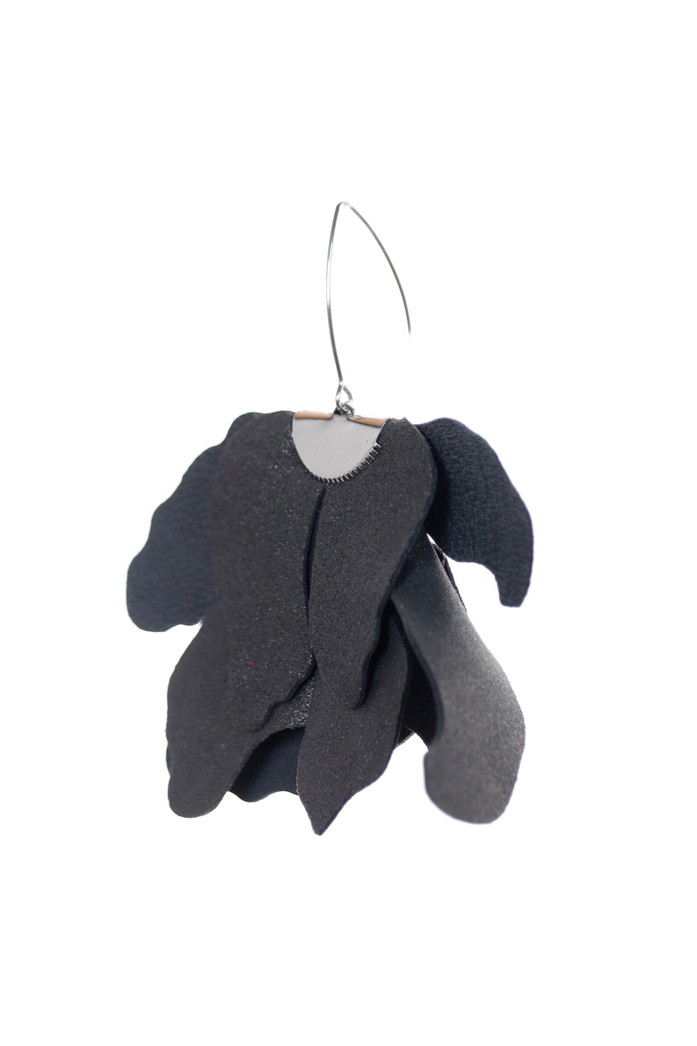 Cercei floare mare - Gri Antracit cu sclipici