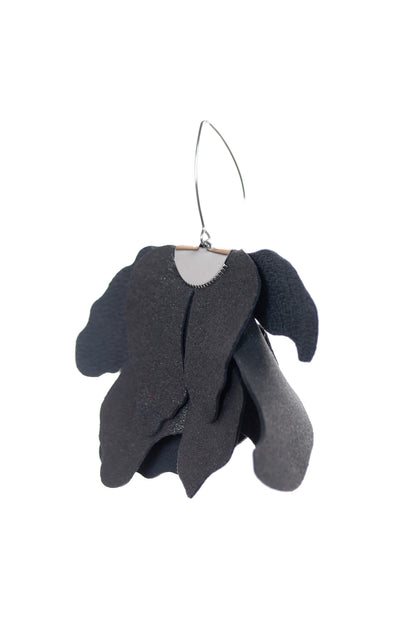 Cercei floare mare - Gri Antracit cu sclipici