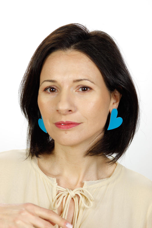 Cercei Inima Mini - Turcoaz lăcuit