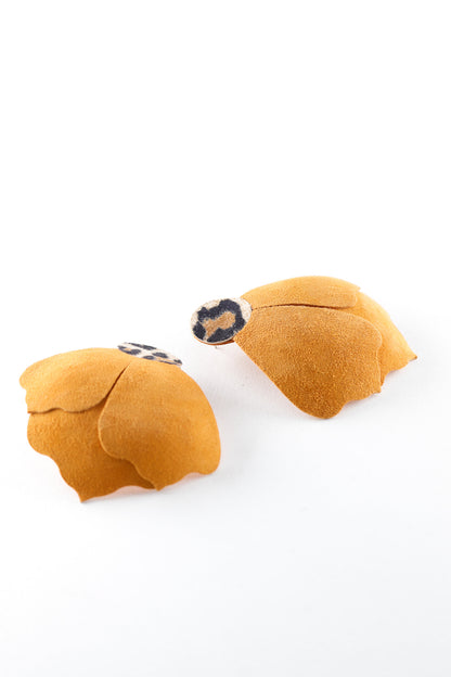 Cercei Aripi - Galben mustar + Animal print