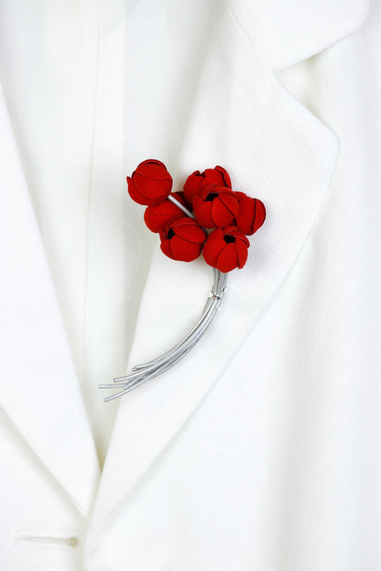 Brosa Buchet Floral - Rosu