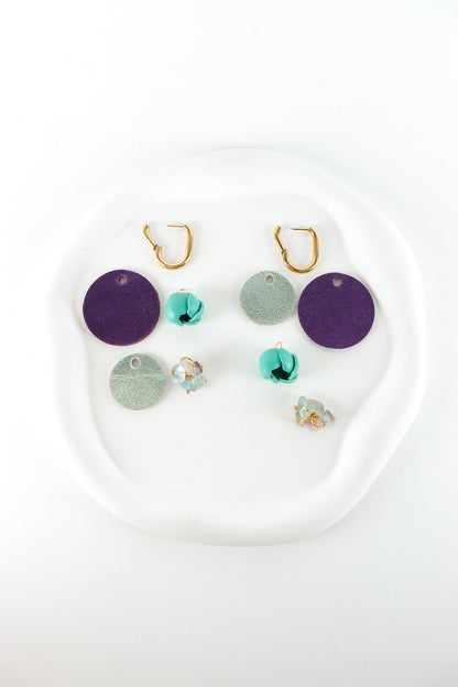 Cercei Mix&Match - Mov inchis + Verde Acvamarin