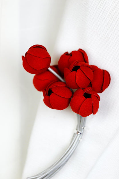 Brosa Buchet Floral - Rosu