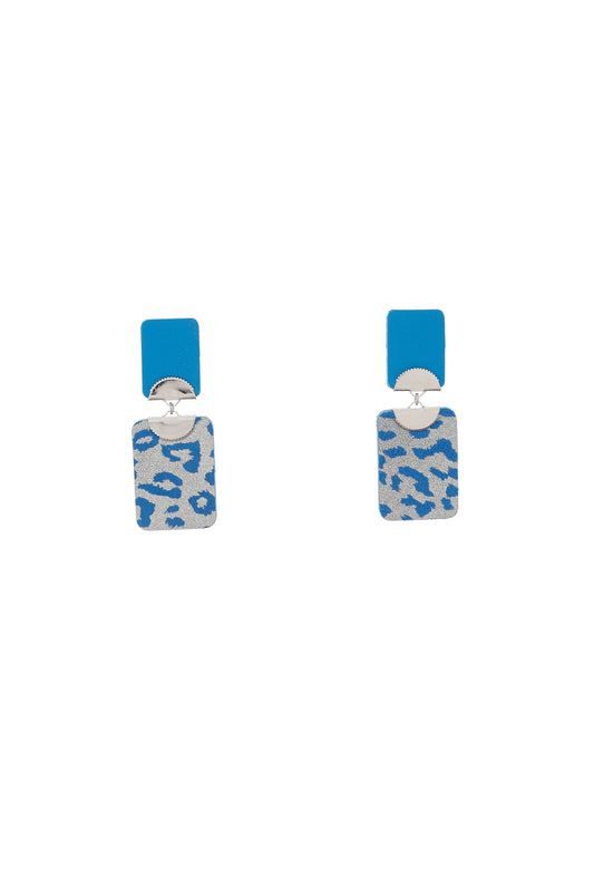 Cercei Geometrici Duo - Albastru + Animal print