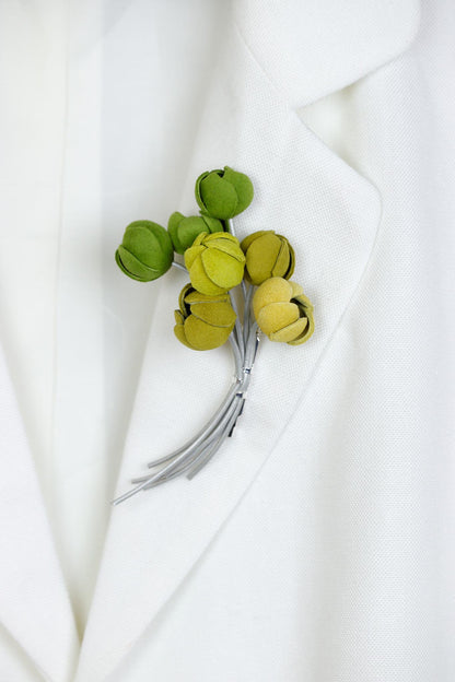 Brosa Buchet Floral - Verde + Galben