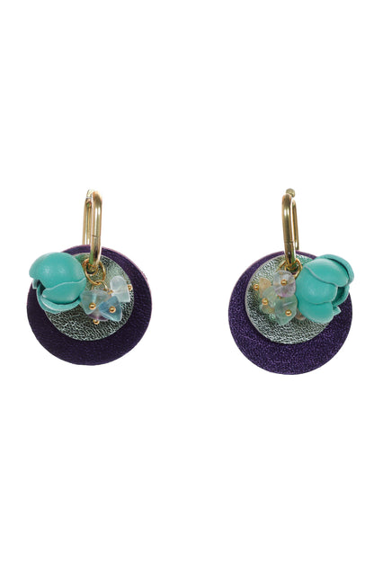 Cercei Mix&Match - Mov inchis + Verde Acvamarin