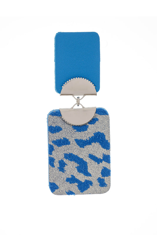 Cercei Geometrici Duo - Albastru + Animal print