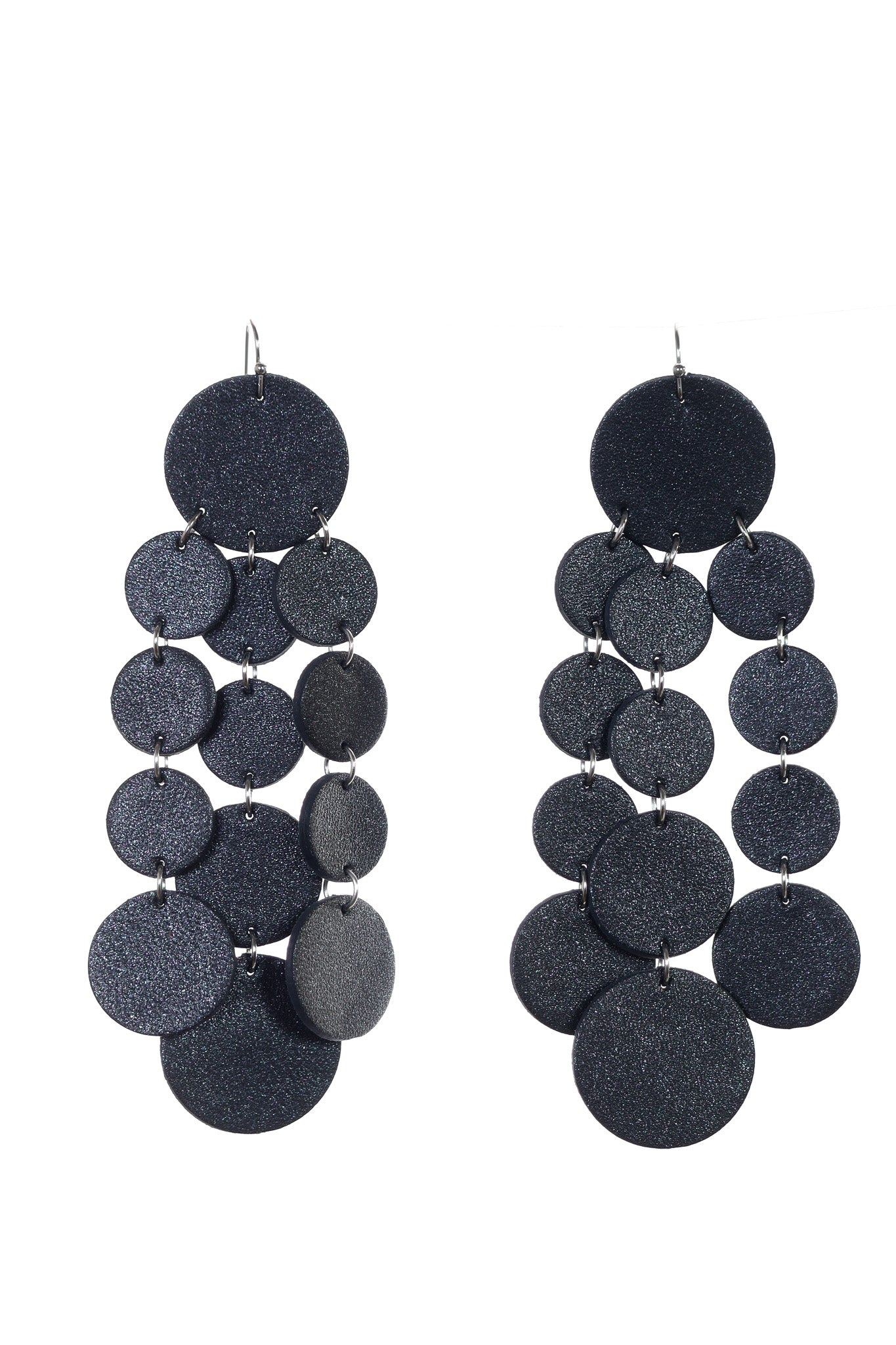 Cercei Confetti - Negru cu sclipici