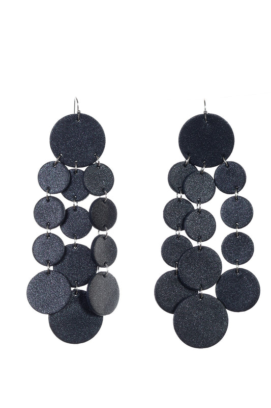 Cercei Confetti - Negru cu sclipici