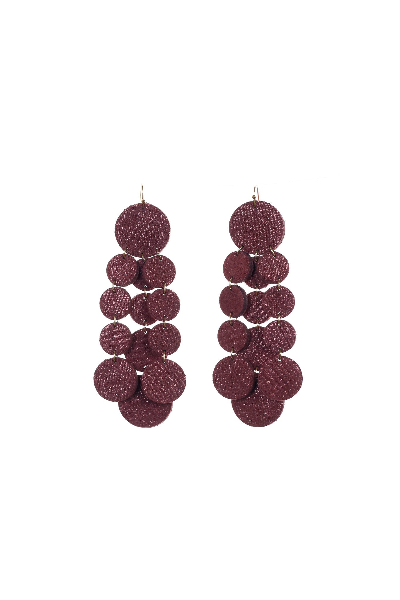 Cercei Confetti - Bordeaux cu sclipici