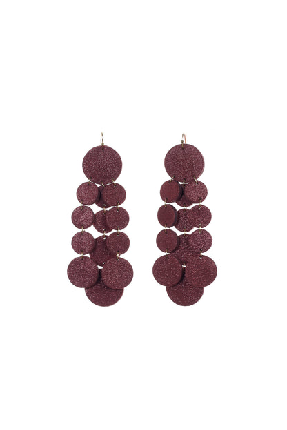 Cercei Confetti - Bordeaux cu sclipici