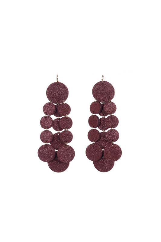 Cercei Confetti - Bordeaux cu sclipici