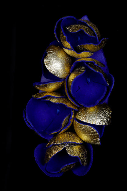 Brosa Blossom - Auriu + Albastru regal