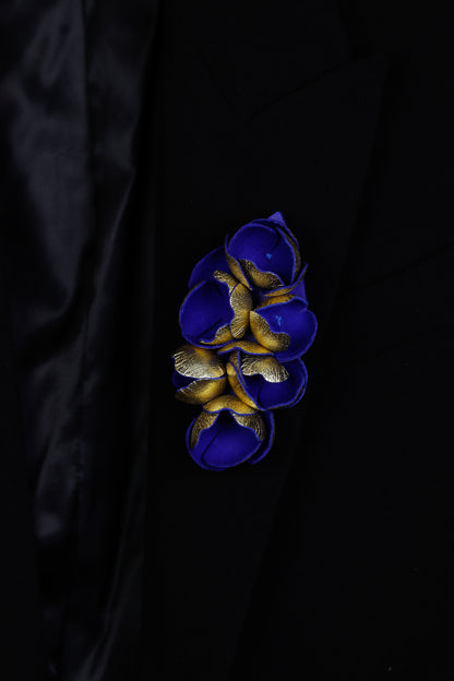 Brosa Blossom - Auriu + Albastru regal