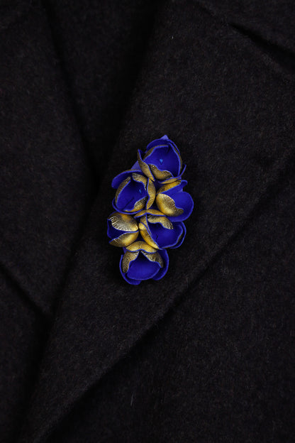 Brosa Blossom - Auriu + Albastru regal