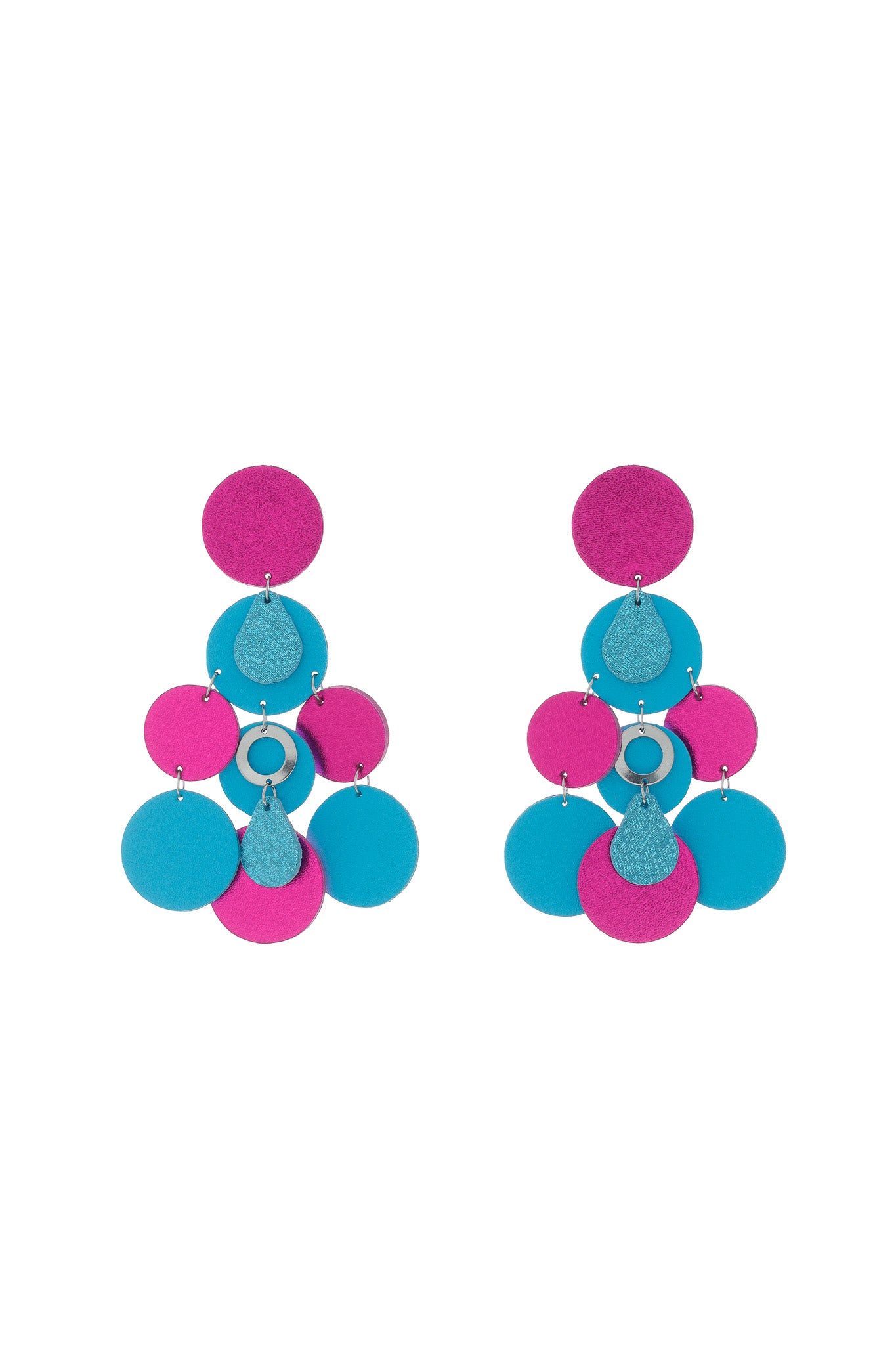 Cercei Geometrici - Turcoaz + Fucsia