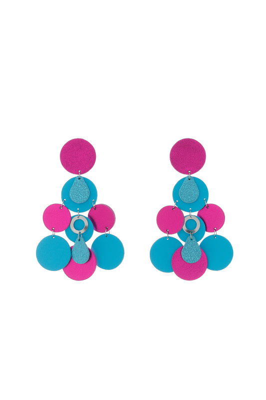 Cercei Geometrici - Turcoaz + Fucsia