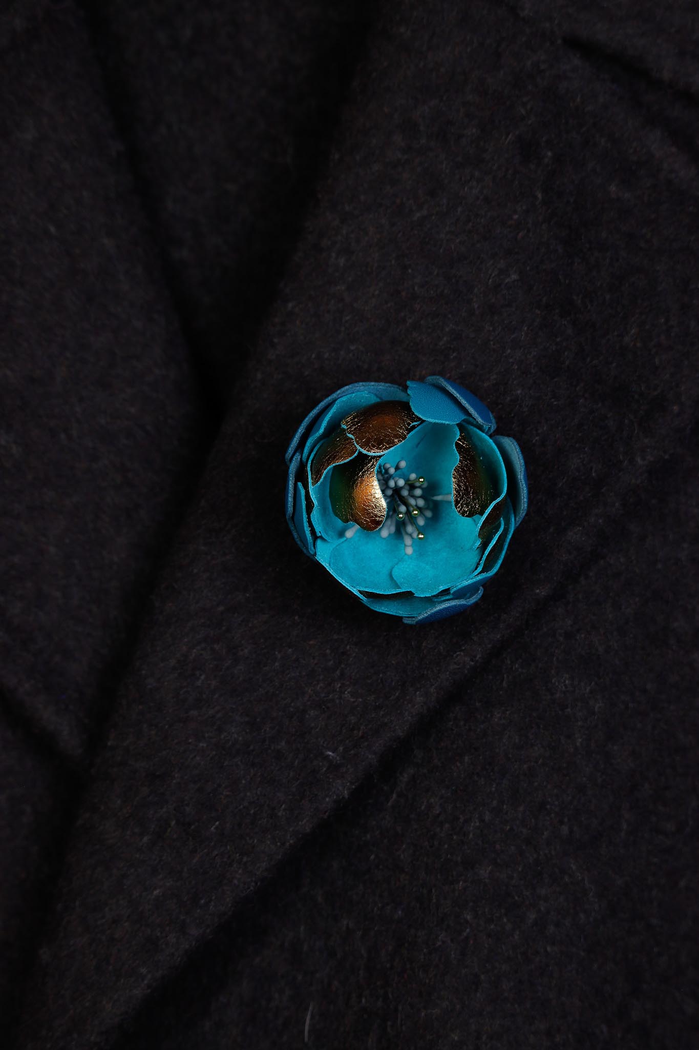Brosa Bujor - Rich Teal with Gold