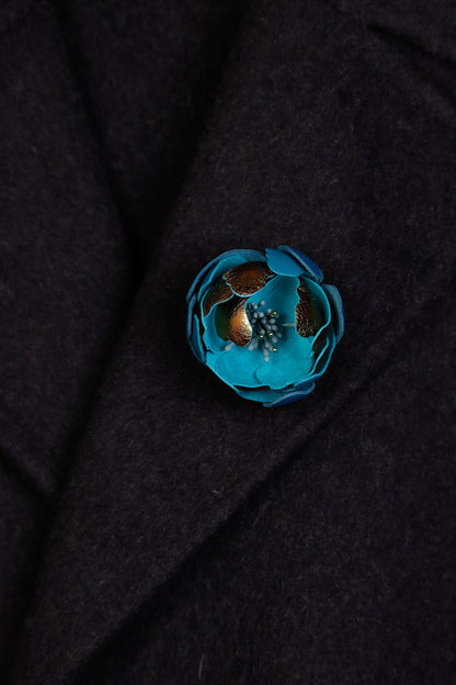 Brosa Bujor - Rich Teal with Gold