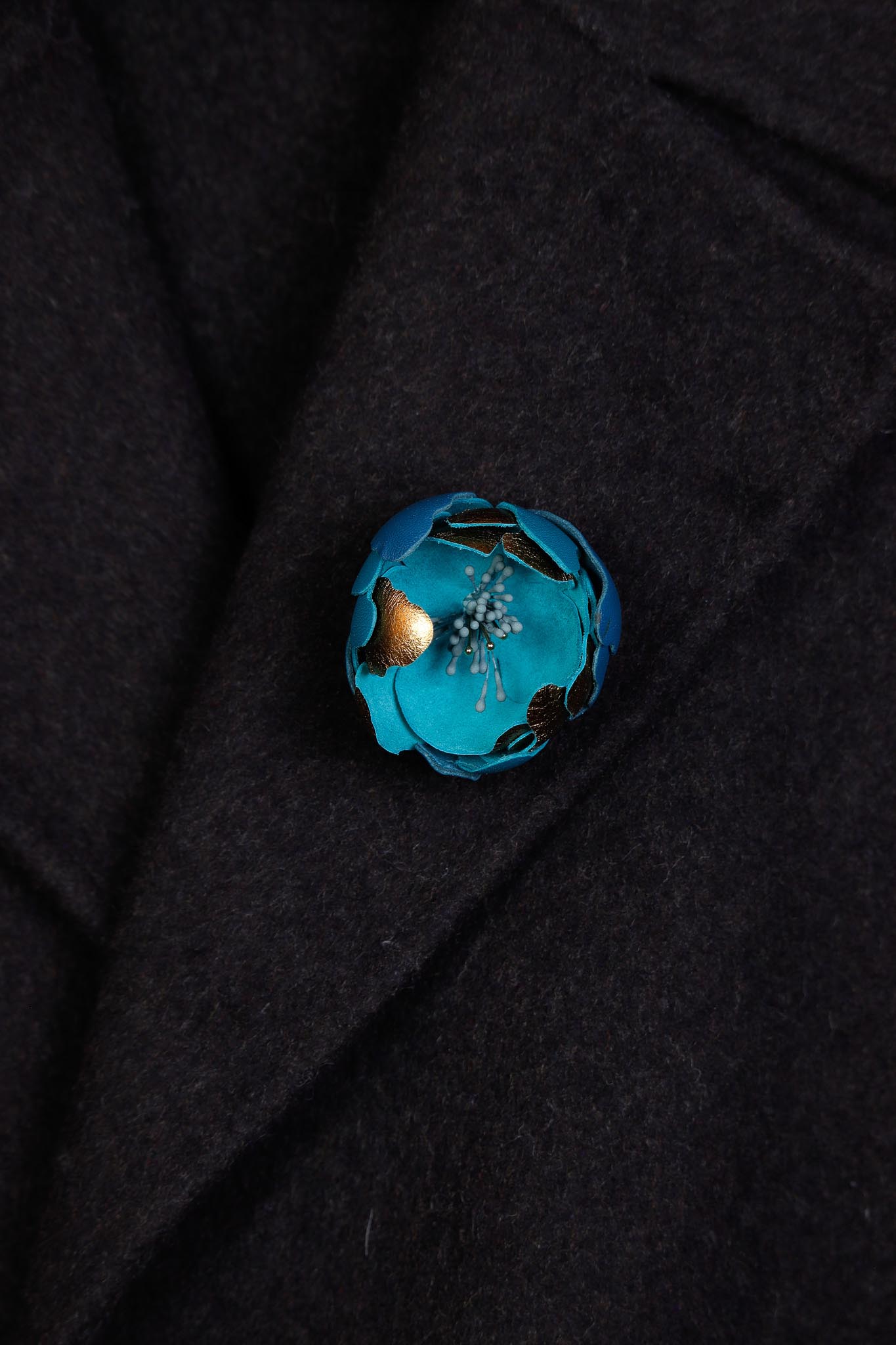 Brosa Bujor - Rich Teal with Gold