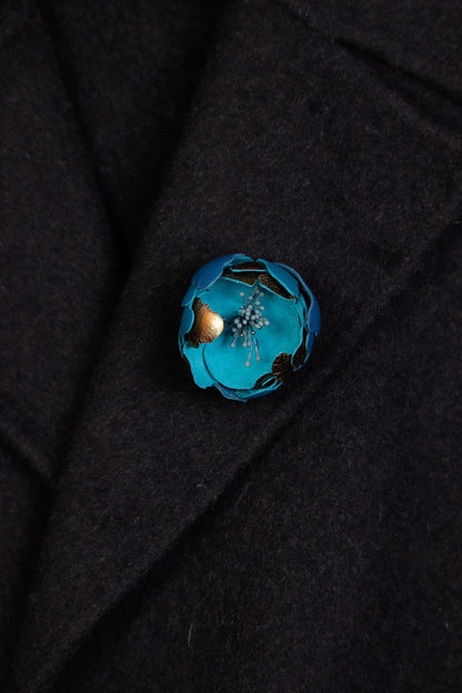 Brosa Bujor - Rich Teal with Gold