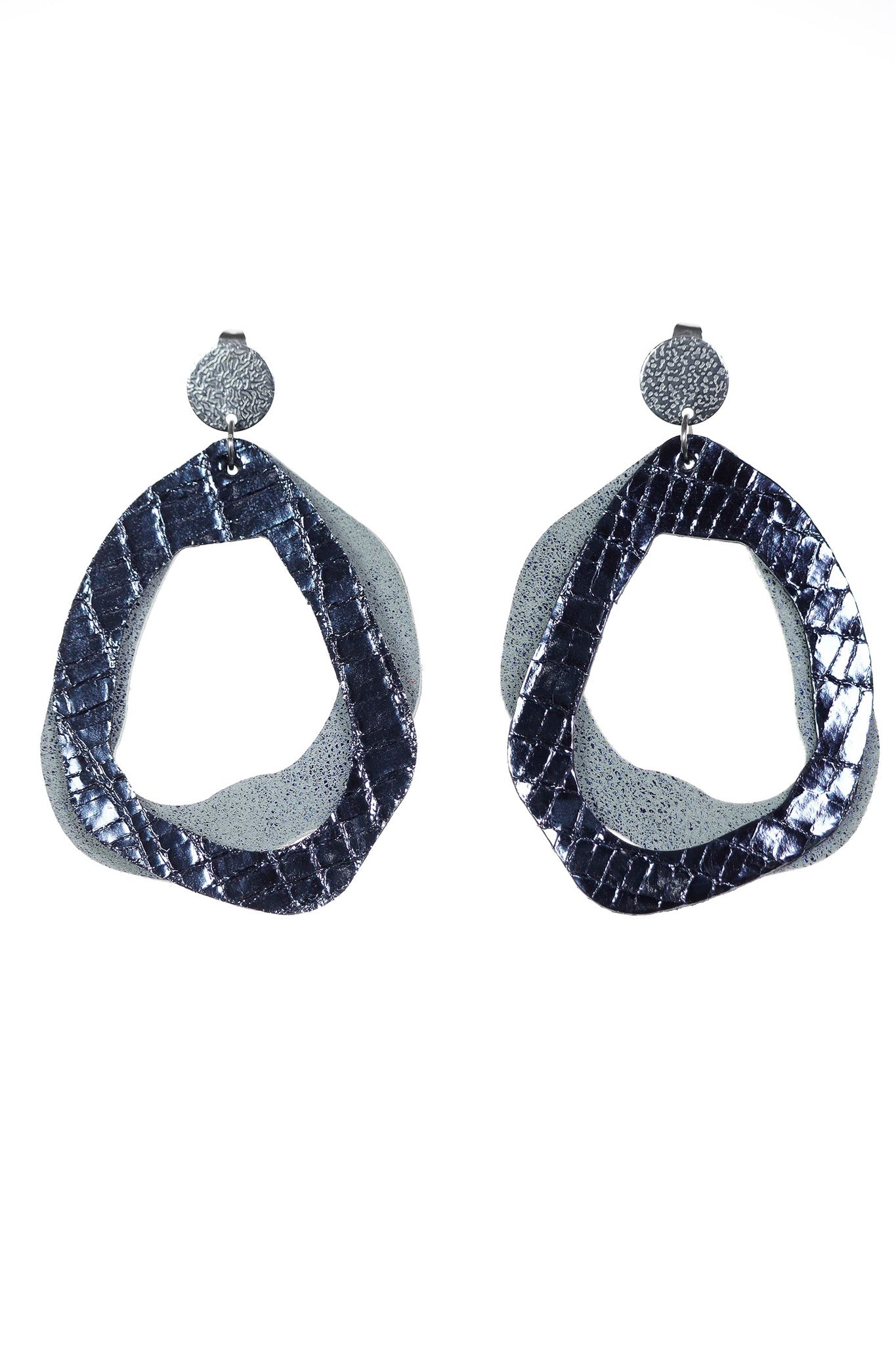 Cercei Fluid - Albastru metalizat + Gri Antracit