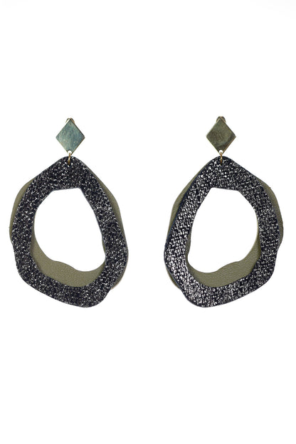 Cercei Fluid - Negru cu sclipici + Oliv