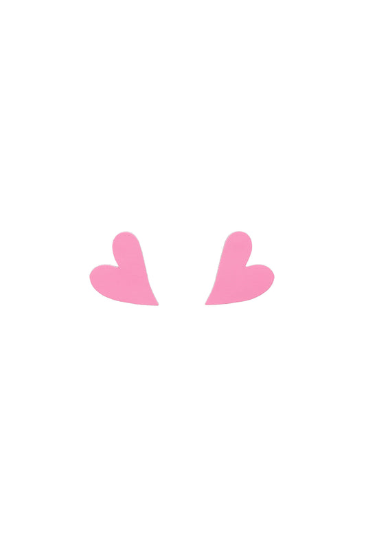Cercei Inima Mini - Baby Pink
