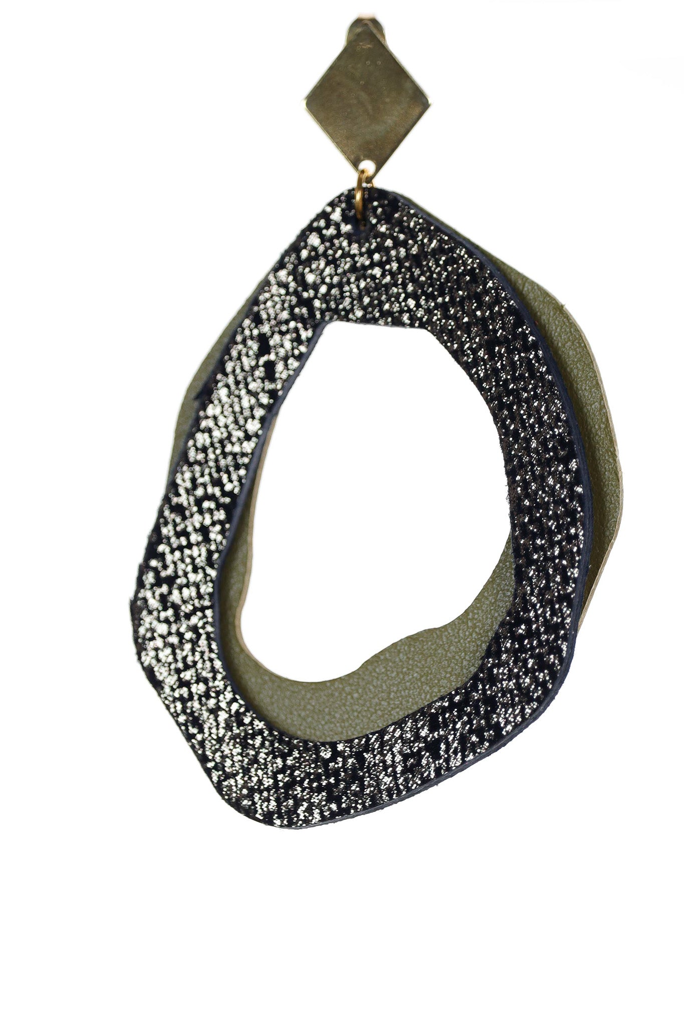 Cercei Fluid - Negru cu sclipici + Oliv