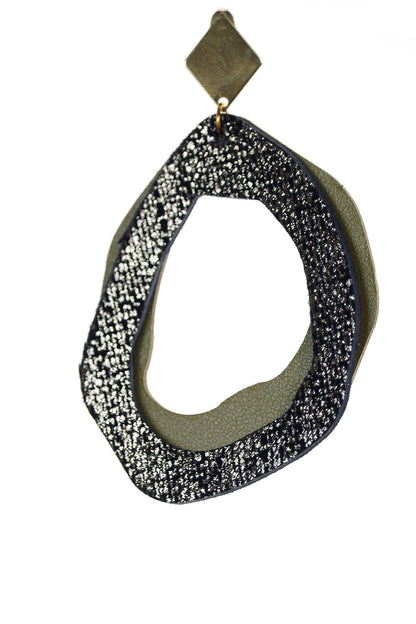 Cercei Fluid - Negru cu sclipici + Oliv