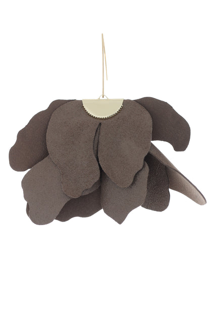 Cercei Floare Mare - Taupe cu sclipici