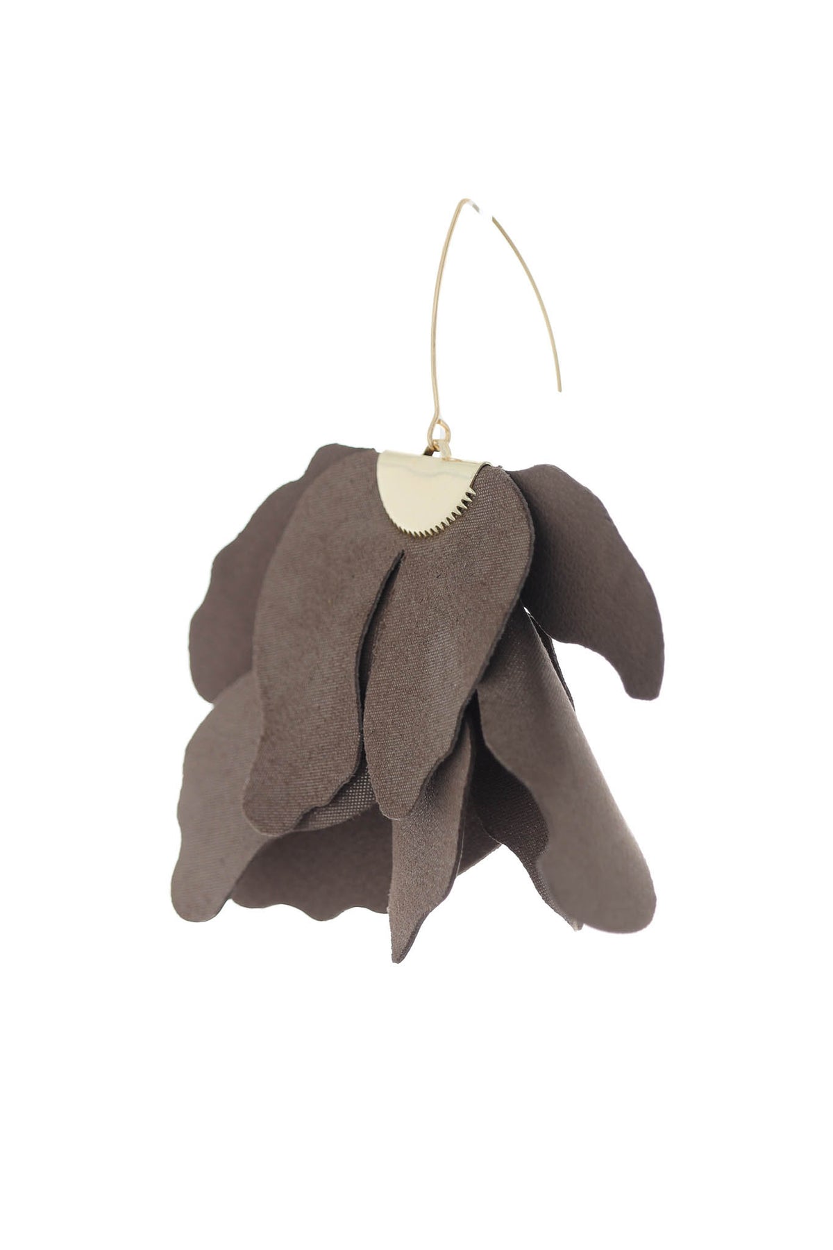 Cercei Floare Mare - Taupe cu sclipici