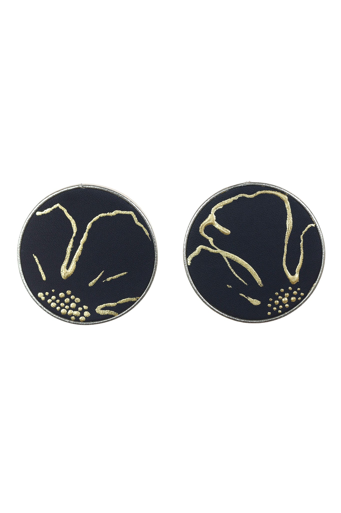 Cercei Geometrici (3 cm) cu foita de aur