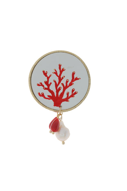 Cercei Marine - Coral pictat manual